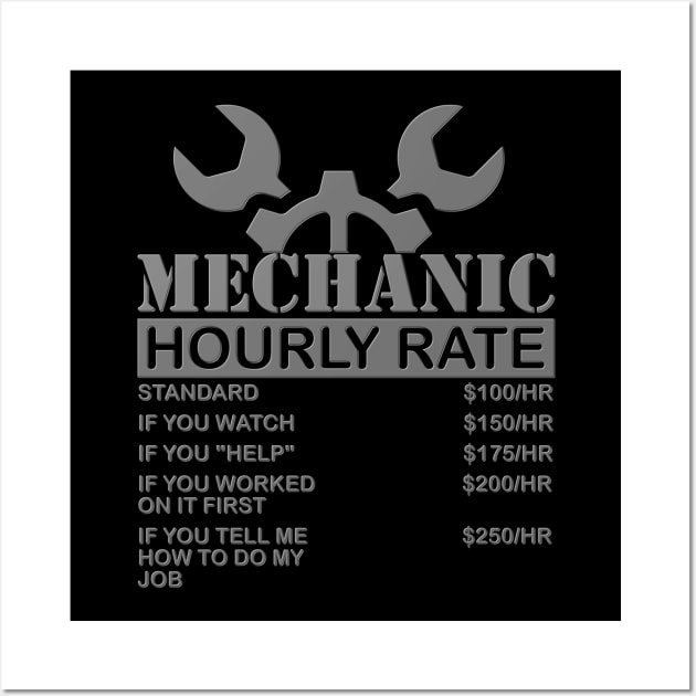 Mechanic Gift, Mechanic Hourly Rate, Gifts for Mechanics, Mechanic, Car Mechanic, Funny Mechanic Hourly Rate, Mechanic Tee, Fathers Day, Funny Dad Gift Wall Art by DESIGN SPOTLIGHT